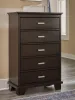 Ashley Furniture B441/31/36/46/81/97/92(2) Ashley Furniture B441/31/36/46/81/97/92(2) Covetown - 7 Pc. - Dresser, Mirror, Chest, Queen Panel Bed, 2 Nightstands - Dark Brown