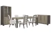 Pulaski Furniture P402240-KIT96 Pulaski Furniture P402240-KIT96 Anderson Park - Leg Dining Table With 4 Upholstered Side Chairs, 2 Upholstered Arm Chairs, Sideboard And China Cabinet - Moose Trail / Frontier Brown