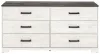 Ashley Furniture EB4121-231 Shawburn - Six Drawer Dresser - Pewter-tone pulls - White / Black / Gray