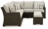 Ashley Furniture P465-822 Brook Ranch - Sofa Sectional, Bench With Cushion (Set of 3) - Brown