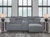 Ashley Furniture 65906S4 Ashley Furniture 65906S4 Modmax II - 3-Piece Power Reclining Sectional With RAF Press Back Power Chaise And Console - Salt And Pepper