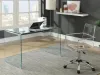 CoasterEssence 801581 Ripley - Tempered Bent Glass Writing Desk Clear - Clear Glass