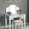 Furniture of America CM-DK6361WH-UPS3 Cyndi - Vanity With Stool - White