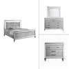 New Classic 02-9698S-14N New Classic 02-9698S-14N Valentino - Eastern King 4 Piece Bedroom Set (Bed, Dresser, Mirror, Nighstand) - Silver