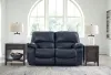Ashley Furniture U43809/87/74/98 Leesworth - 3 Pc. - Power Reclining Sofa, Power Reclining Loveseat, Power Rocker Recliner - Ocean