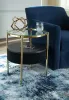 Ashley Furniture A4000669 Nedman - Accent Table With Speaker - Black / Gold Finish
