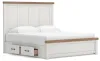 Ashley Furniture B4615B15 Ashley Furniture B4615B15 Savonport - King Panel Bed With 2 Under Bed Storage Units - White / Brown