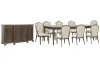 Pulaski Furniture P412240-KIT34 Pulaski Furniture P412240-KIT34 Saddle Creek - Extendable Leg Dining Table With 6 Upholstered Side Chairs, 2 Arm Chairs And Server - Timber Brown