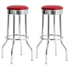 CoasterEveryday 2299R Retro - Upholstered Metal Swivel Bar Stool (Set of 2) - Red