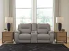 Ashley Furniture PCU1370018A Real Moments - Power Reclining Loveseat With Audio Seating - Ash