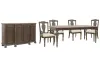 Pulaski Furniture P412240-KIT4 Pulaski Furniture P412240-KIT4 Saddle Creek - Extendable Leg Dining Table With 4 Wood Back Arm Chairs And Server - Timber Brown