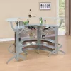 CoasterEssence 100135-S3 Dallas - 3 Piece Curved Freestanding Home Bar Cabinet - Silver