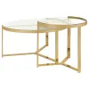 CoasterEssence 930251 Delia - 2 Piece Round Glass Top Nesting Coffee Table - Gold