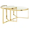 CoasterEssence 930251 Delia - 2 Piece Round Glass Top Nesting Coffee Table - Gold