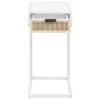 Coaster Fine Furniture 931632 Amherst - 1-Drawer Radio Weave Cane Metal Side Table - White