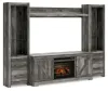 Ashley Furniture W440W8 Wynnlow - Entertainment Center - TV Stand With Glass/Stone Fireplace Insert - Gray