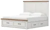 Ashley Furniture B4615B17 Ashley Furniture B4615B17 Savonport - King Panel Storage Bed With Storage Footboard And 2 Under Bed Storage Units - White / Brown