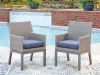 Ashley Furniture PCP418-601A Half Moon Beach - Arm Chair With Cushion (Set of 2) - Blue / Gray