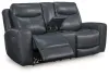 Ashley Furniture PCU1210018 Bexhurst - Power Reclining Loveseat With Console / Adjustable Headrest - Admiral