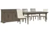 Pulaski Furniture P413240-KIT38 Pulaski Furniture P413240-KIT38 Madison Ridge - Extendable Leg Dining Table With 2 Side Chairs, 2 Host Chairs And Server - Natural Bark