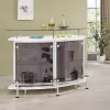 CoasterEssence 182235 Gideon - Curved Glass Top Home Bar Cabinet - White High Gloss