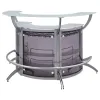 CoasterEssence 100135-S3 Dallas - 3 Piece Curved Freestanding Home Bar Cabinet - Silver