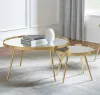 CoasterEssence 723918 Kaelyn - 2 Piece Round Mirror Top Nesting Coffee Table - Gold