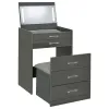 Coaster Fine Furniture 930210 Danbury - 3-Drawer Makeup Vanity & Stool Set - Gray High Gloss