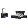 Coaster Fine Furniture 223161Q-S4B Lorient - 4-Piece Queen Bedroom Set With LED Flame Box Dresser - Black
