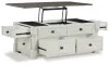 Ashley Furniture T994-20 Havalance - Lift Top Cocktail Table with Storage Drawers - White / Gray
