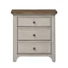 Liberty Furniture 652-BR61 Farmhouse Reimagined - 3 Drawer Nightstand With Charging Station - Antique White / Chestnut Tops