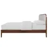 New Classic 00-B1862HW-300 Hawthorne - 5/0 Queen Platform Bed With White Upholstered Headboard - Brown