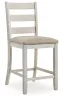 Ashley Furniture D394-124 Skempton - Upholstered Barstool (Set of 2) - White