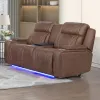 New Classic U5862-25P2-BRN Carrow - Loveseat With Power Headrest, Footrest & Cooler, Massage, Stereo - Brown