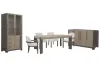 Pulaski Furniture P402240-KIT56 Pulaski Furniture P402240-KIT56 Anderson Park - Leg Dining Table With 2 Klismos Dining Chairs, 2 Host Chairs, Sideboard And China Cabinet - Moose Trail / Frontier Brown