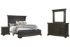 Pulaski Furniture P012-BR-K2-KIT4 Pulaski Furniture P012-BR-K2-KIT4 Caldwell - Queen Storage Bed, 2 Nightstands And Drawer Dresser With Mirror - Smoked Molasses