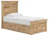 Ashley Furniture PCB1170B38 Ashley Furniture PCB1170B38 Makidern - Twin Panel Storage Bed With 2 Under Bed Storage Units And Storage Footboard - Tan