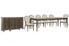 Pulaski Furniture P412240-KIT32 Pulaski Furniture P412240-KIT32 Saddle Creek - Extendable Leg Dining Table With 4 Upholstered Side Chairs, 2 Arm Chairs And Server - Timber Brown