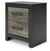 Ashley Furniture PCB1118-92 Broachmyn - Two Drawer Night Stand - Black / Gray