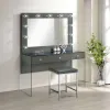 CoasterEssence 935924 Afshan - Upholstered Square Padded Vanity Stool - Chrome