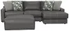 Jackson Furniture Industries 5045/63/76/28-28 Jackson Furniture Industries 5045/63/76/28-28 Minori - Italian Leather 2 Piece Sofa / Chaise With RSF Chaise And Cocktail Ottoman - Steel