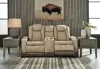Ashley Furniture 2200318 Ashley Furniture 2200318 Next-Gen Durapella - Power Reclining Loveseat With Console/Adj Headrest - Sand