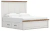 Ashley Furniture B4615B15 Ashley Furniture B4615B15 Savonport - King Panel Bed With 2 Under Bed Storage Units - White / Brown