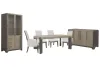 Pulaski Furniture P402240-KIT88 Pulaski Furniture P402240-KIT88 Anderson Park - Leg Dining Table With 2 Upholstered Side Chairs, 2 Upholstered Arm Chairs, Sideboard And China Cabinet - Moose Trail / Frontier Brown