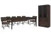 Pulaski Furniture P419240-KIT11 Pulaski Furniture P419240-KIT11 Modern Mosaic - Leg Dining Table With 6 Arm Chairs And China Cabinet - Brown