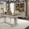 Liberty Furniture 652-HO-3DH Farmhouse Reimagined - 3 Piece Home Office Set (Desk & Hutch) - Antique White / Chestnut Tops