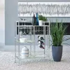 CoasterEssence 181370 Derion - 3-Tier Rectangular Glass Shelf Metal Bar Cart - Chrome