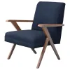 CoasterEssence 905415 Cheryl - Upholstered Wood Arm Accent Chair - Dark Blue