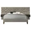 Coaster Fine Furniture 300833Q Marley - Upholstered Queen Platform Bed With Headboard Panels - Light Brown And Walnut