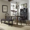 Liberty Furniture 482-DR-6RTS Liberty Furniture 482-DR-6RTS Hearthstone Ridge - 6 Piece Rectangular Table Set - Dark Brown / Black